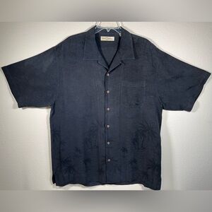 Tommy Bahama Men’s Silk Short Sleeve Button Up. Gray Black XL
